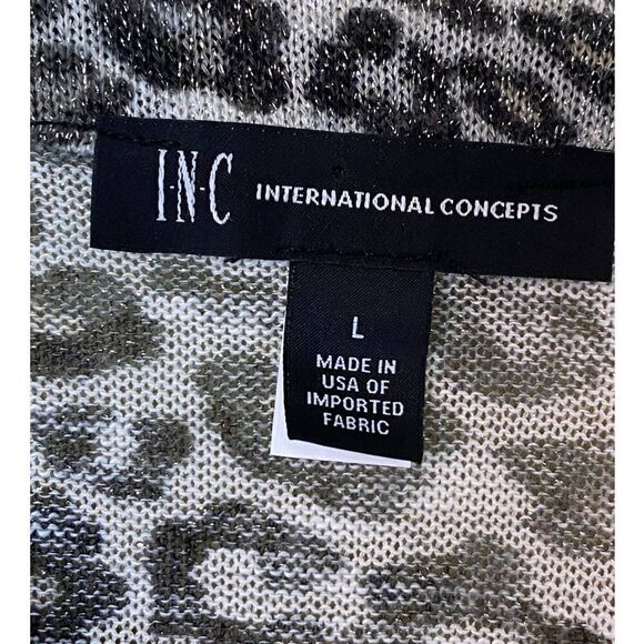 INC International Concepts Metallic Animal Print Cold Shoulder Top Size Large - Picture 7 of 11